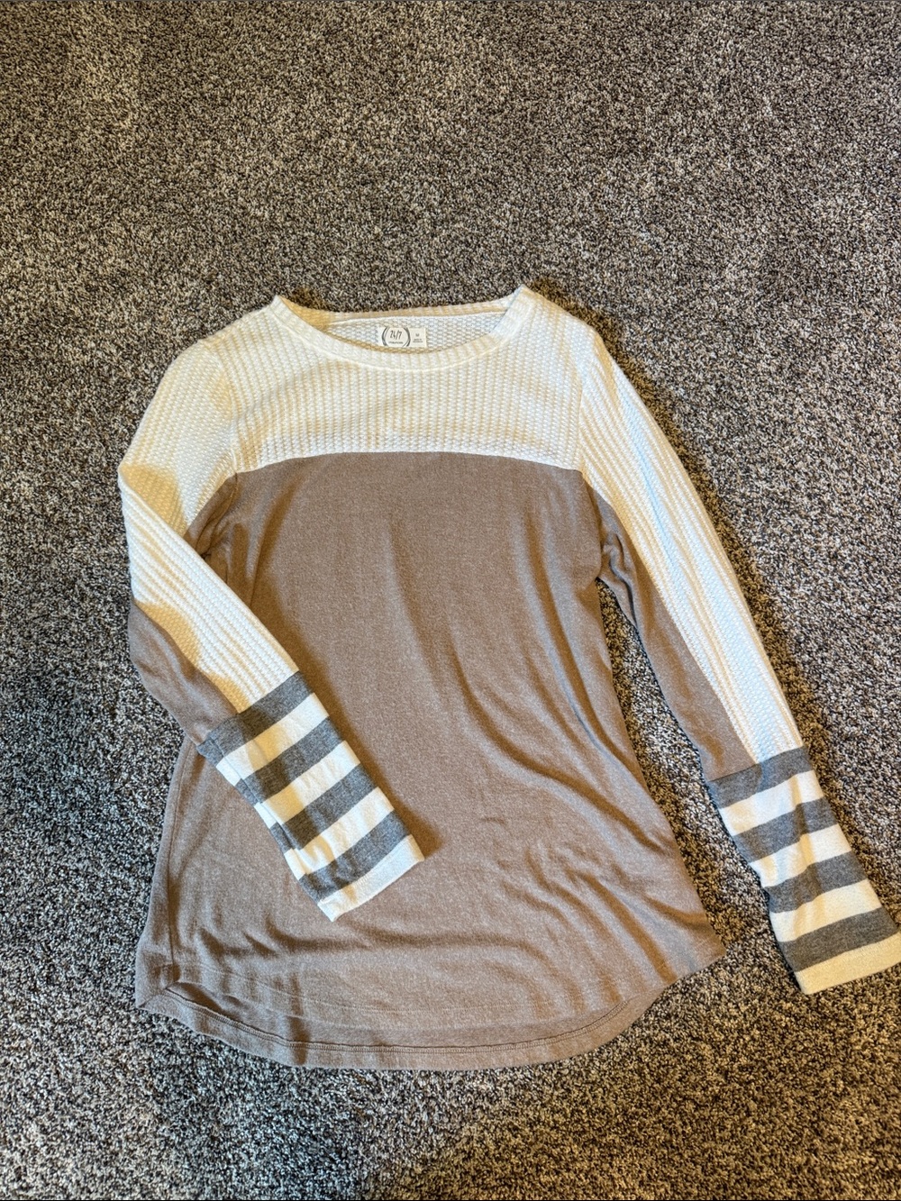 Maurices Cream Waffle-Knit Long Sleeve Top